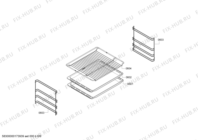 Взрыв-схема плиты (духовки) Siemens HB331E0Q - Схема узла 06