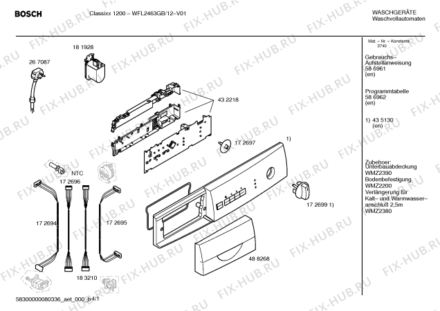 Схема №1 WFL2463GB Classixx 1200 с изображением Панель управления для стиралки Bosch 00435130