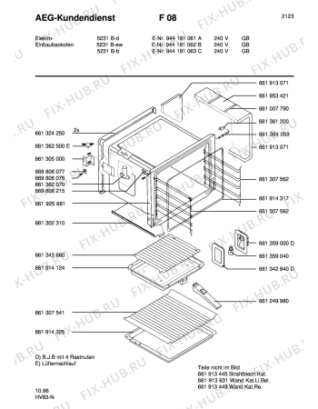 Взрыв-схема плиты (духовки) Aeg 5231B-D GB - Схема узла Section1