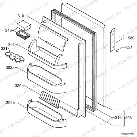 Взрыв-схема холодильника Zanussi ZT150RM - Схема узла Door 003