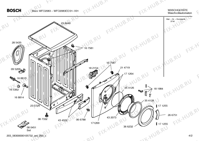 Взрыв-схема стиральной машины Bosch WFO2083EE Maxx WFO2083 - Схема узла 02