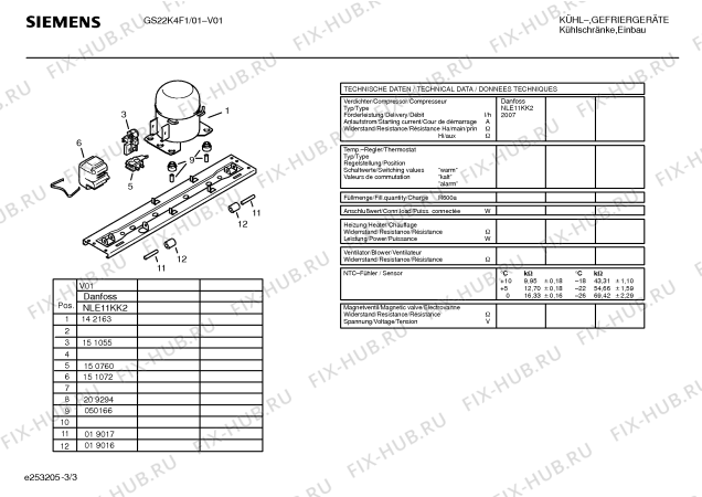 Взрыв-схема холодильника Siemens GS22K4F1 - Схема узла 03