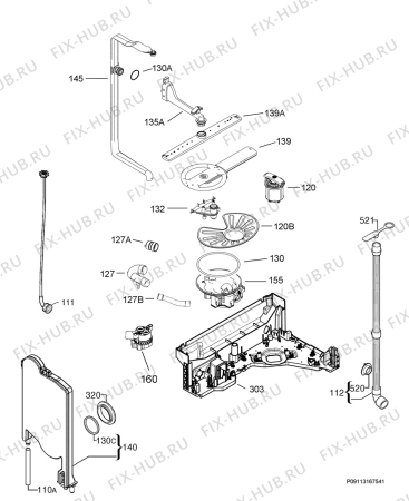 Взрыв-схема посудомоечной машины John Lewis JLDWW1222 - Схема узла Hydraulic System 272