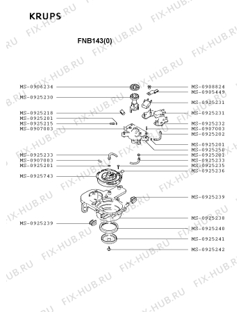 Взрыв-схема кофеварки (кофемашины) Krups FNB143(0) - Схема узла 9P001880.1P2