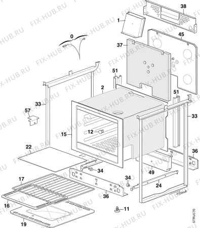 Взрыв-схема плиты (духовки) Electrolux EK5122/1 - Схема узла Structure