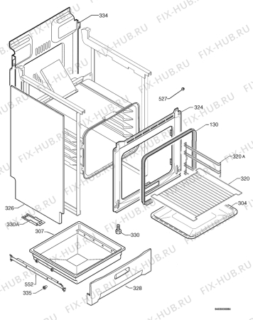 Взрыв-схема плиты (духовки) Electrolux FEH60G3100 - Схема узла Housing 001