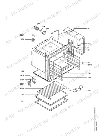 Взрыв-схема плиты (духовки) Electrolux EON6690W  ELUX EURO - Схема узла Oven