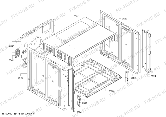 Взрыв-схема плиты (духовки) Bosch HBL43S451E - Схема узла 05