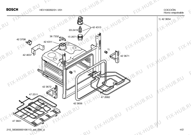 Взрыв-схема плиты (духовки) Bosch HEV100350 - Схема узла 02