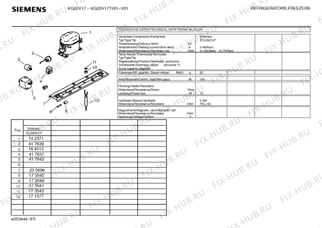 Схема №1 KG22V17TI super silent с изображением Крышка для холодильника Siemens 00431238