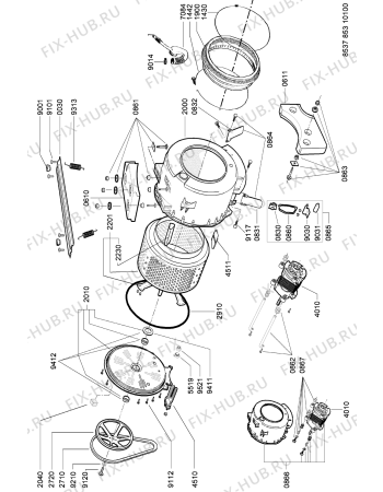 Схема №1 AWG 853/1 OS с изображением Винтик для стиралки Whirlpool 481221458183