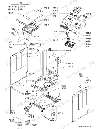 Схема №1 WAT UNIQ 622 FLD с изображением Модуль (плата) для стиральной машины Whirlpool 481010417410