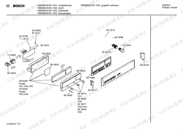 Схема №2 HBN868B с изображением Панель для плиты (духовки) Bosch 00287940
