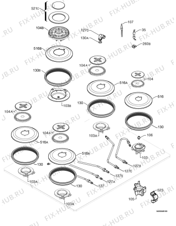 Взрыв-схема плиты (духовки) Zanussi ZGG782CTX - Схема узла Functional parts 267