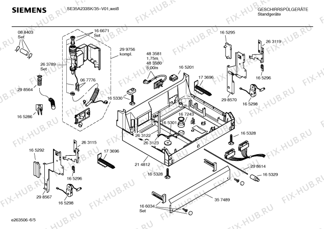Взрыв-схема посудомоечной машины Siemens SE35A233SK - Схема узла 05