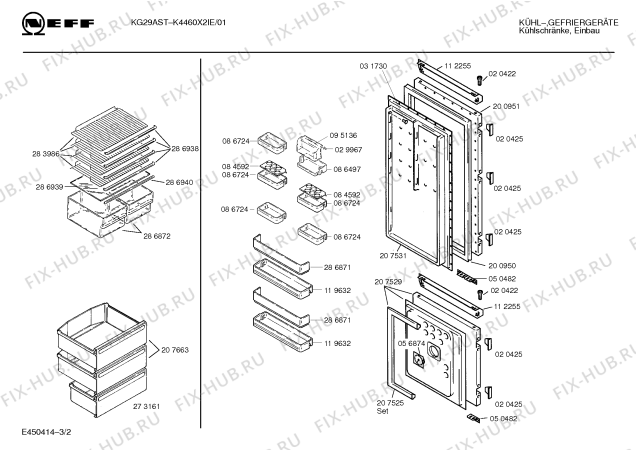 Взрыв-схема холодильника Neff K4460X2IE - Схема узла 02