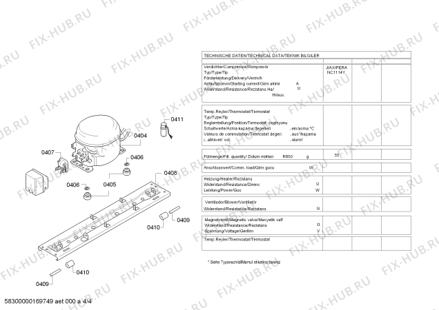 Взрыв-схема холодильника Bosch KDN56VL20 - Схема узла 04