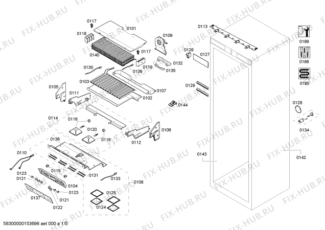 Схема №1 T30IF70FSS с изображением Крышка для холодильной камеры Bosch 00244551