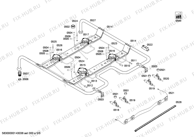 Взрыв-схема плиты (духовки) Bosch HSV443050N - Схема узла 05