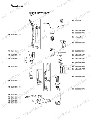 Схема №1 MS6573WP/BA0 с изображением Рукоятка для мини-пылесоса Moulinex FS-9100025670