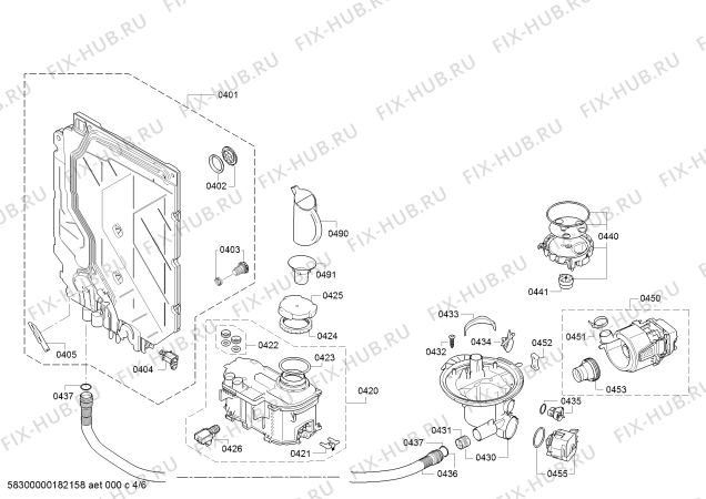 Взрыв-схема посудомоечной машины Bosch SMI53L85EU SuperSilence - Схема узла 04