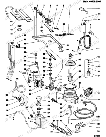 Взрыв-схема посудомоечной машины Indesit DV62BR (F024393) - Схема узла