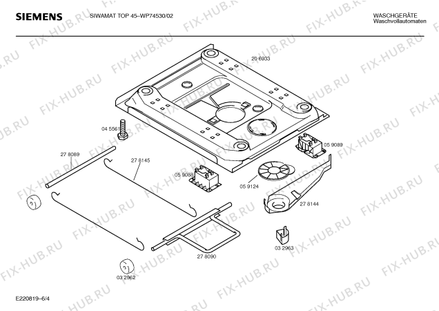 Взрыв-схема стиральной машины Siemens WP74530, SIWAMAT TOP 45 - Схема узла 04