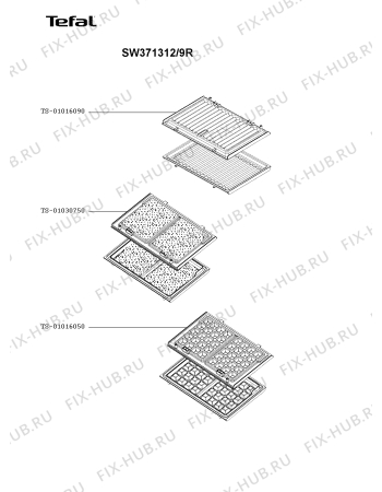 Взрыв-схема вафельницы (бутербродницы) Tefal SW371312/9R - Схема узла AP003799.0P2