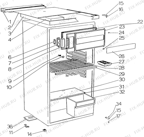 Взрыв-схема холодильника Electrolux RF623 - Схема узла C10 Cabinet/Interior