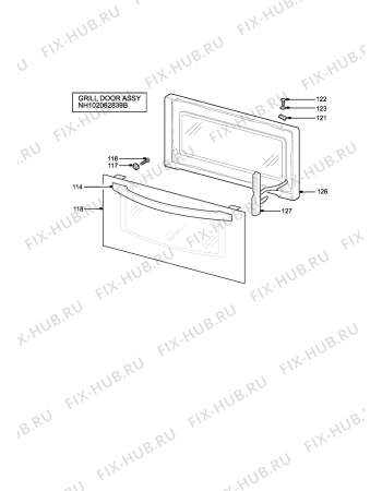 Взрыв-схема плиты (духовки) Tricity Bendix SE335X - Схема узла H10 Grill door assy