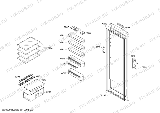 Схема №1 3FCB1310 с изображением Дверь для холодильной камеры Bosch 00245612