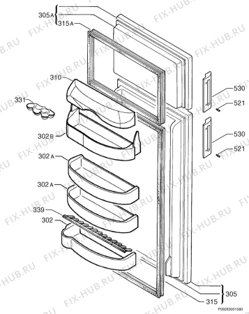 Взрыв-схема холодильника Zanussi ZD29/8LR-00 - Схема узла Door 003