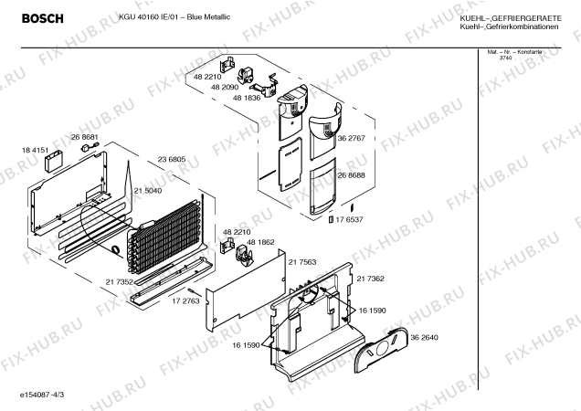 Взрыв-схема холодильника Bosch KGU40160IE - Схема узла 03