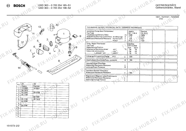 Схема №1 0705354173 GSD360 с изображением Компрессор для холодильной камеры Bosch 00140363