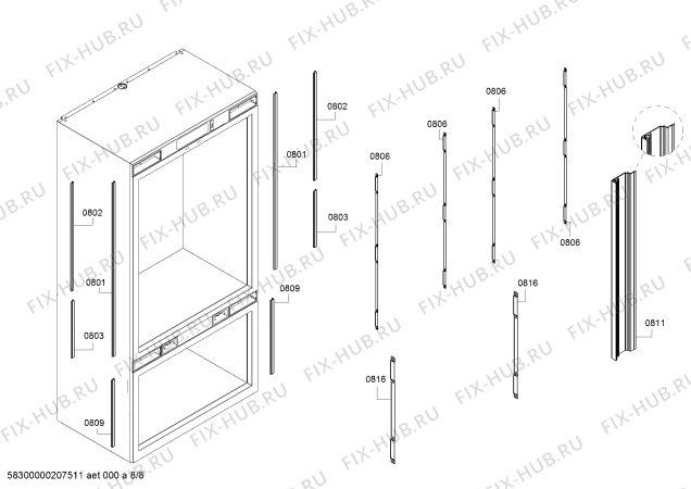 Схема №2 RY492504, Gaggenau с изображением Профилированная полоса для холодильника Bosch 00717512