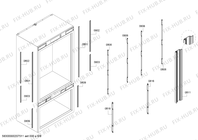 Схема №2 RB472304 Gaggenau с изображением Модуль управления, незапрограммированный для холодильной камеры Bosch 12023910