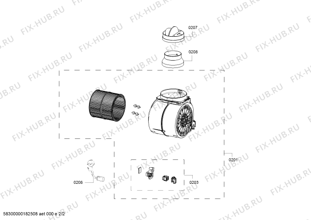 Взрыв-схема вытяжки Bosch DWK098G21 Bosch - Схема узла 02