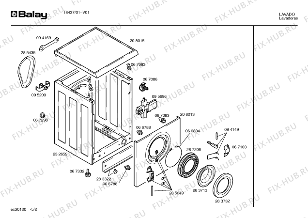 Схема №2 T8437 с изображением Панель управления для стиралки Bosch 00289423