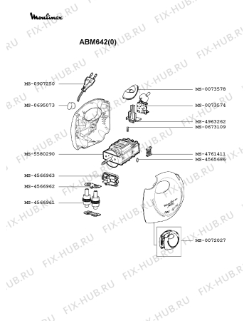 Взрыв-схема блендера (миксера) Moulinex ABM642(0) - Схема узла JP000635.5P2