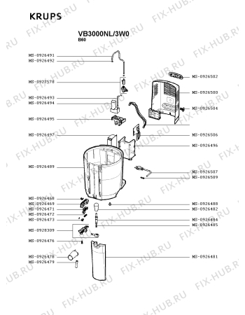 Взрыв-схема диспенсера для напитков Krups VB3000NL/3W0 - Схема узла VP003019.9P2