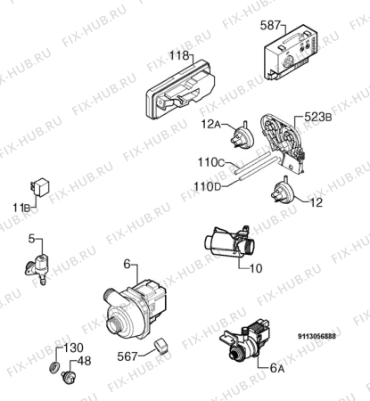 Взрыв-схема посудомоечной машины Rex Electrolux RSF63009S - Схема узла Electrical equipment 268