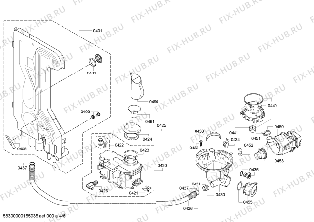 Взрыв-схема посудомоечной машины Bosch SMI53E02TC - Схема узла 04