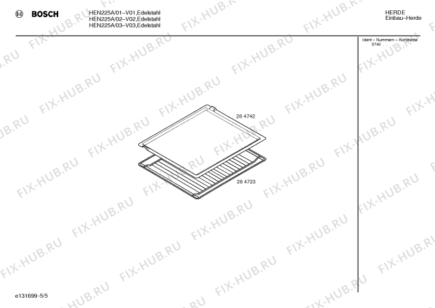 Схема №2 HEN225A с изображением Панель для электропечи Bosch 00285230