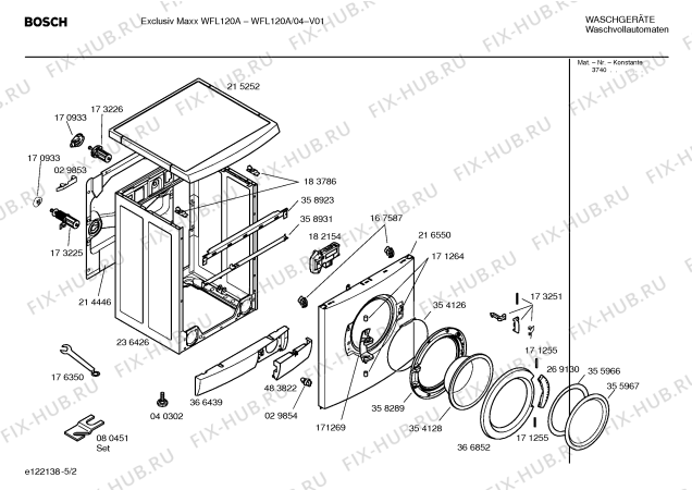 Взрыв-схема стиральной машины Bosch WFL120A Exlusiv Maxx WFL 120A - Схема узла 02