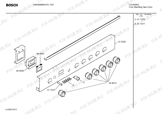 Схема №1 HSK66K44EB PROFESSIONAL с изображением Пружина для электропечи Bosch 00488698