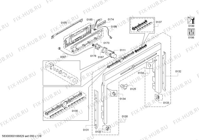 Схема №1 HB86K575 с изображением Панель управления для духового шкафа Siemens 00711196