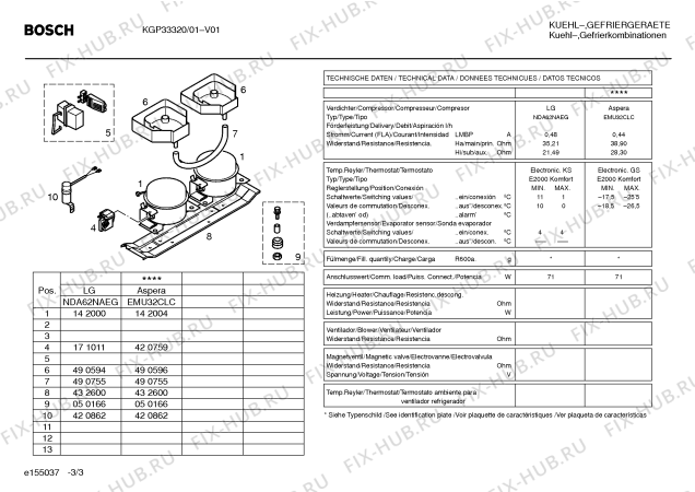 Взрыв-схема холодильника Bosch KGP33320 - Схема узла 03
