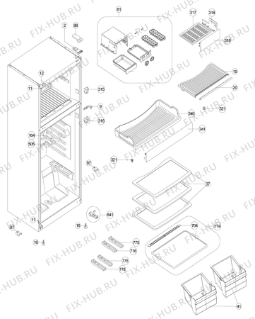 Взрыв-схема холодильника Electrolux EJF4842AOX - Схема узла Housing 001