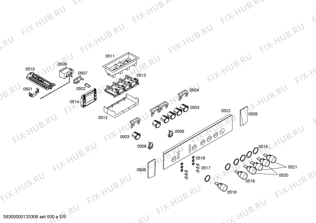 Схема №1 P1HEB59051 Horno pitsos.poliv.inox.multif.3d ec3 er с изображением Передняя часть корпуса для плиты (духовки) Bosch 00666452