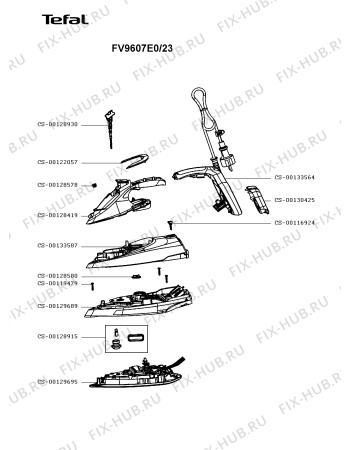 Схема №1 FV9601E0/23 с изображением Рукоятка для электропарогенератора Tefal CS-00129689
